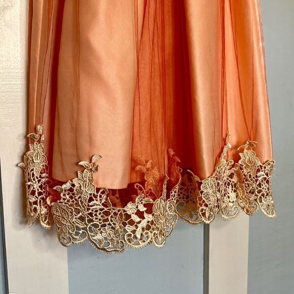 The Rain Kids Corp Custom Dyed Lace Satin Tulle Overlay Dress with Bonnet - Picture 9 of 12